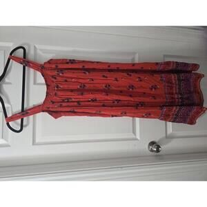 Old Navy Red Floral Print Midi Dress Size M